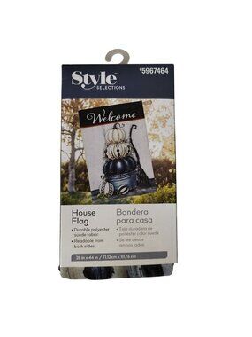 Style Selections Black and White Pumpkin 28 X 44 Polyester Suede House Flag